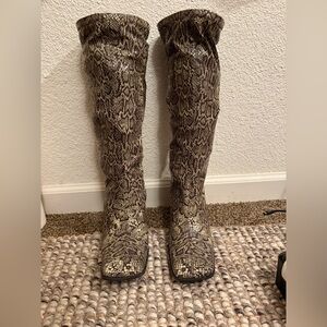 Elegant Snakeskin Over the Knee Boots